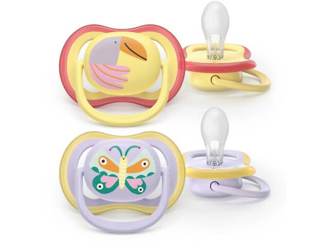 Пустышка Philips AVENT Ultra Air 0-6 місяців 2 шт жовто-фіолетова (SCF087/04) - Фото 1