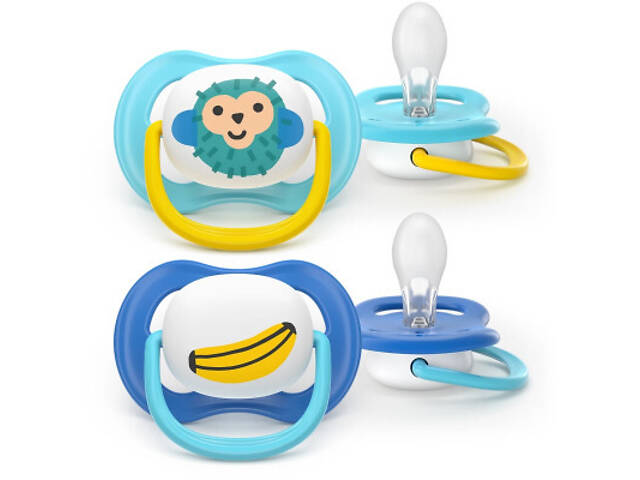 Пустышка Philips AVENT Ultra Air 6-18 місяців 2 шт синьо-жовта (SCF080/26) - Фото 1