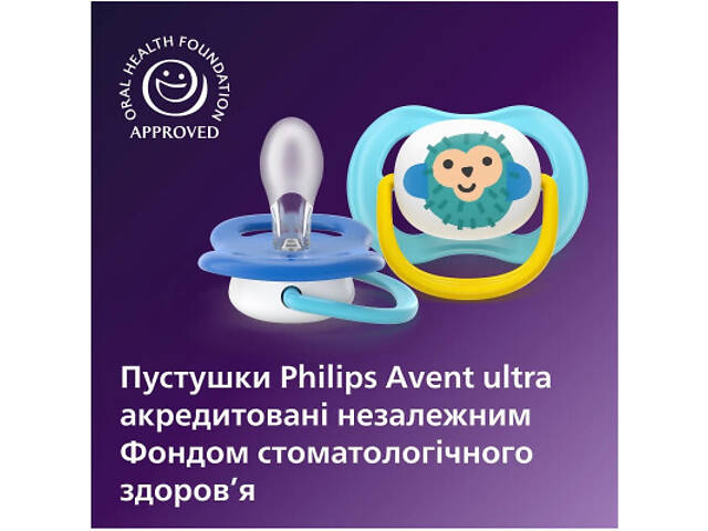 Пустышка Philips AVENT Ultra Air 6-18 місяців 2 шт синьо-жовта (SCF080/26) - Фото 8