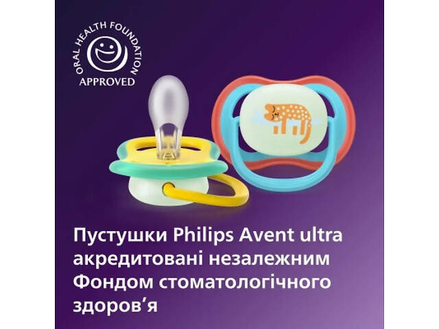 Пустышка Philips AVENT Ultra Air Нічна 18+ місяців 2 шт, блакитно-жовта (SCF376/32) - Фото 7