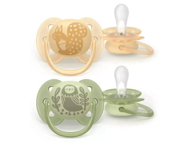 Пустышка Philips AVENT Ultra Soft 6-18 місяців 2 шт, жовто-зелена (SCF091/46) - Фото 1