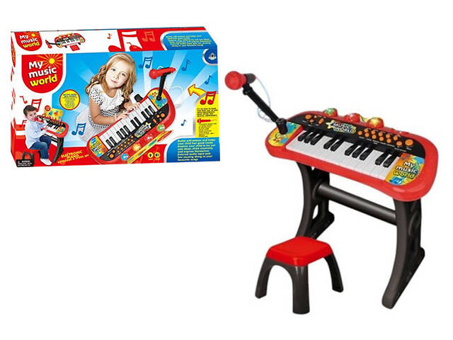 Піаніно дитяче з мікрофоном та стільцем, MY66311-L - Фото 1