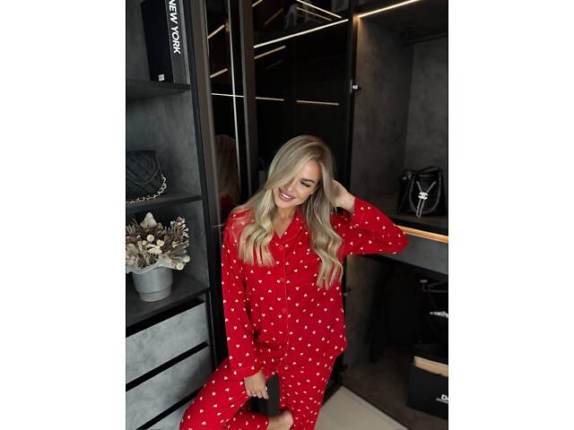 Піжама DO3626 червона сердечко - Фото 3