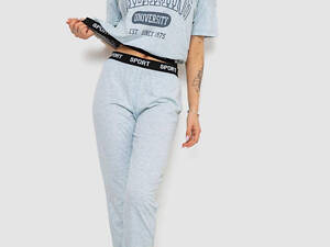 Пижама женская с принтом, цвет серый,