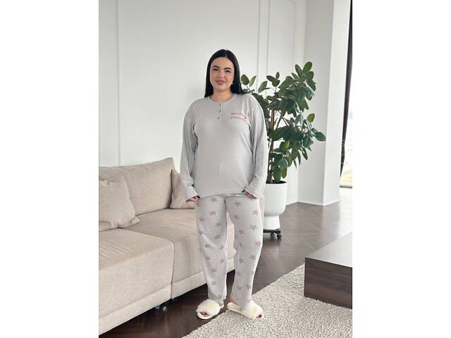 Піжама сіра в зірочку DO3892/1 4XL - Фото 1