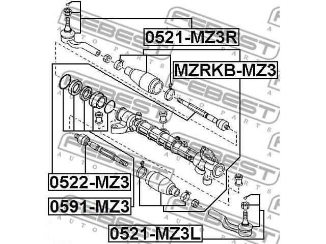 Пыльник рулевой рейки MAZDA 3 (BL) / MAZDA 5 (CR19) 1999-2014 г.