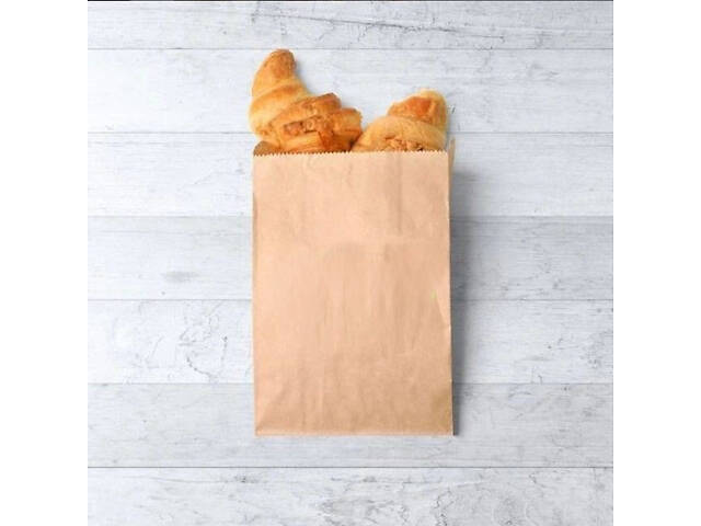 Харчові паперові пакувальні Крафт Пакети для хліба, випічки середні (15*23*6 см) коричневі, 1000шт/ящ - Фото 1