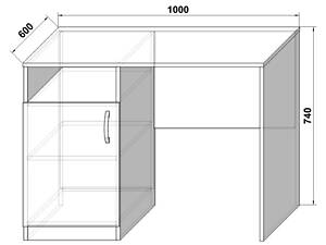 Письменный стол ДСП Белый с полками для офиса и дома малогабаритный компьютерный стол