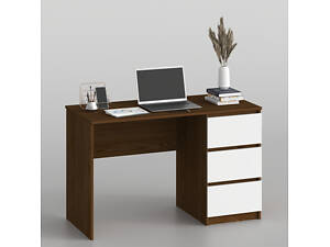 Письменный стол Дуб Родос темный/Белый для офиса эргономичный рабочий стол с ящиками