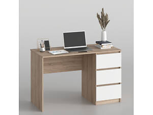 Письменный стол Дуб Сонома/Белый для дома и офиса эргономичный рабочий стол с ящиками.