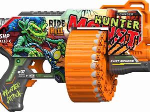 Пістолет BH172 Turbo & Fast з барабаном на батарейках, з м'якими патронами 24шт 'Мисливець на монстрів' (6953324213172)
