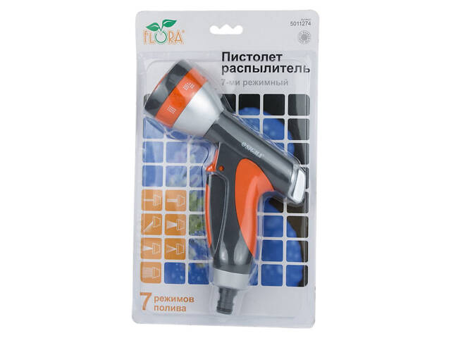 Пістолет-розпилювач 7-ми режимний (ABS+AL+TPR) FLORA (5011274) - Фото 2