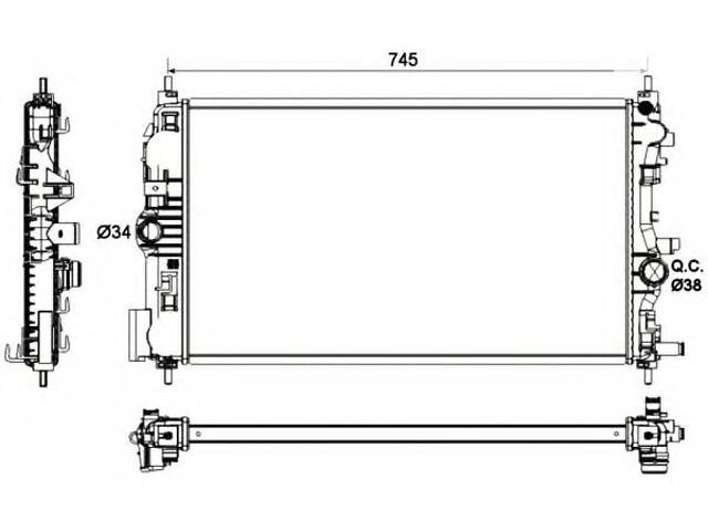 Радіатор двигуна CHEVROLET CRUZE OPEL ASTRA J, ASTRA J GTC, CASCADA, ZAFIRA C 1.7D/2.0D 12.09-
