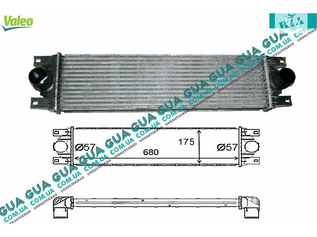 Радіатор інтеркулера 7701043695 Opel/ОПЕЛЬ MOVANO 1998-2003/МОВАНО 98-03, Renault/РЕНО MASTER I 1998-2003/МАЙСТЕР