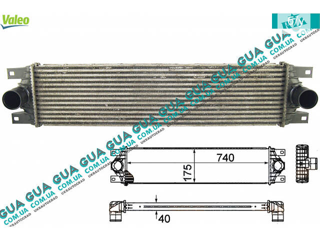 Радіатор інтеркулера 874806M Nissan/НІССАН INTERSTAR 1998-2010/ІНТЕРСТАР 98-10, Opel/ОПЕЛЬ MOVANO 1998-2003/МОВА