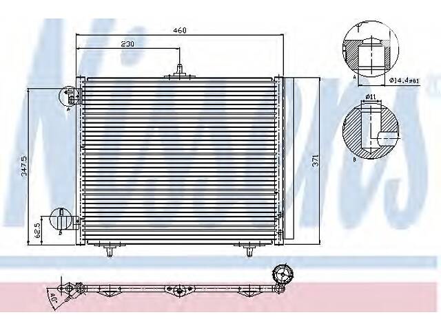 Радиатор кондиционера для моделей: CITROËN (C3, C3,C2,C3,DS3,C2,DS3,C4), PEUGEOT (1007,207,207,207,207,207,208,2008)