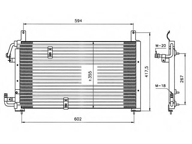 Радіатор кондиціонера для моделей: DAEWOO (ESPERO, NEXIA, NEXIA)