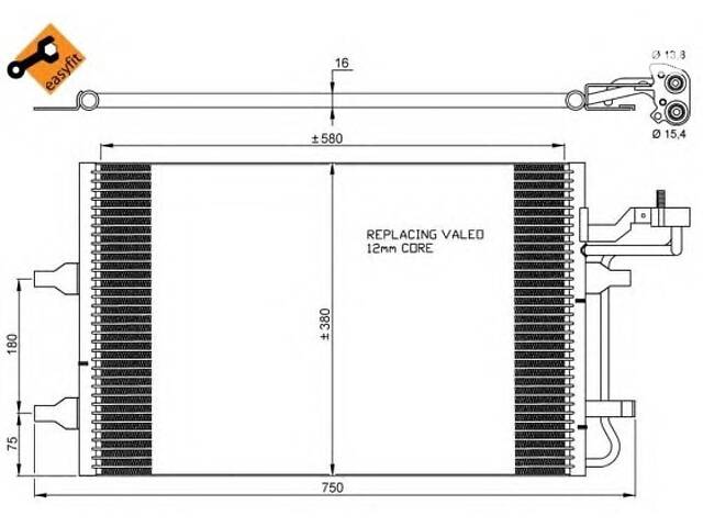 Радіатор кондиціонера для моделей: VOLVO (S40, V50, C70, C30)