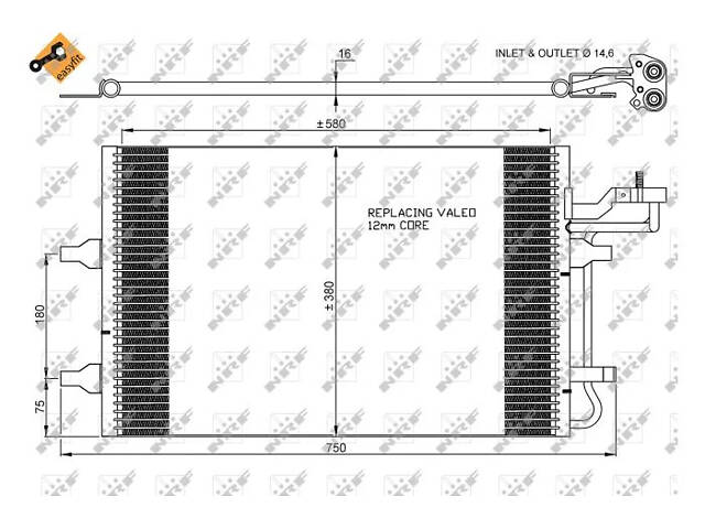 Радіатор кондиціонера NRF 35770 Volvo S40, V50, C30, C70 31418514, 30661958, 30755665 - Фото 5