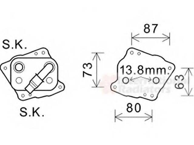 Радиатор масляный BMW 1 E81-E82-E87-E88 (04-) 116 i (выр-во Van Wezel) VAN WEZEL 06003412 на BMW 3 Touring (E91)