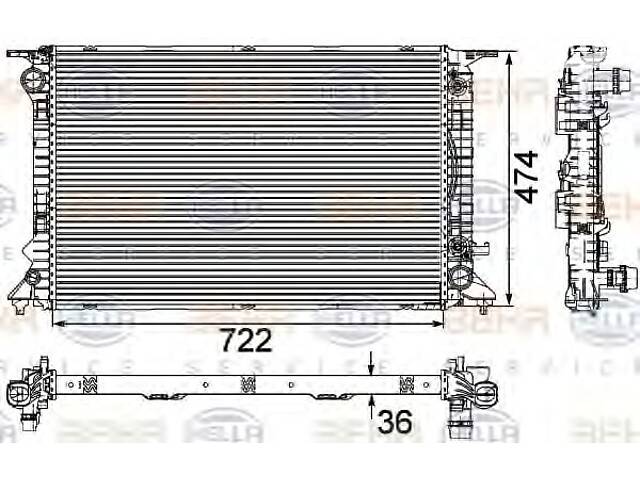 Радіатор охолодження двигуна для моделей: AUDI (A5, A4, A4, Q5, A5, A4, A5), PORSCHE (MACAN)