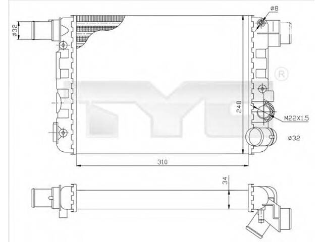 Радіатор охолодження двигуна для моделей: FIAT (CINQUECENTO)