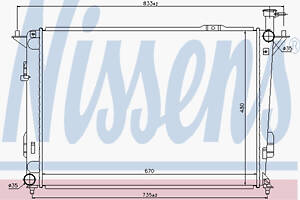 Радіатор охолодження двигуна Hyundai Santa Fe 10- (вир-во Nissens) 67522 UA51