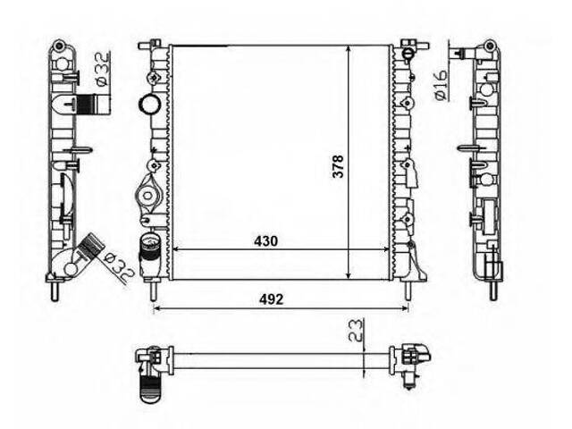 Радіатор охолодження двигуна DACIA Logan 04- (вир-во NRF) NRF 58023 на DACIA LOGAN (LS_) - Фото 1