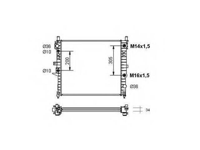 Радіатор охолодження двигуна MERCEDES ML230 98- (вир-во NRF) NRF 55334 на MERCEDES-BENZ M-CLASS (W163) - Фото 1