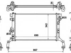 Радіатор охолодження двигуна NRF 53967 на RENAULT LAGUNA III (BT0/1)
