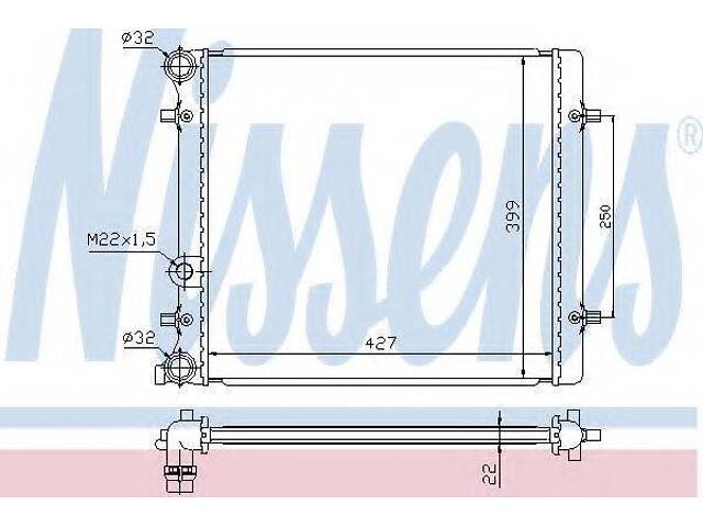 Радіатор охолоджування NISSENS 641011 на SKODA OCTAVIA (1U2) - Фото 1