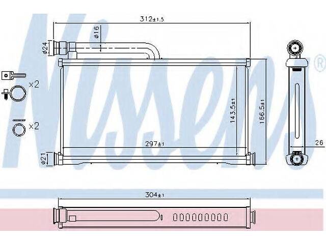 Радіатор опалення NISSENS 70233 на AUDI A6 седан (4F2, C6)