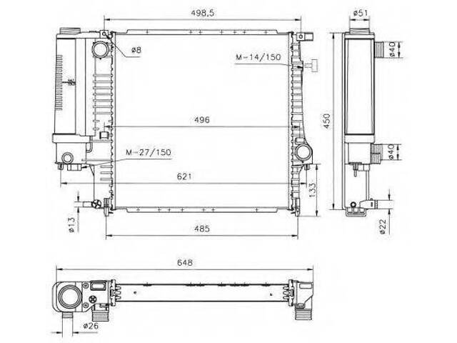 Радиатор системы охлаждения NRF 53849 на BMW 3 седан (E30) - Фото 1
