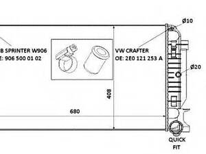 Радіатор системи охолодження NRF 53885 на MERCEDES-BENZ SPRINTER 3,5-t автобус (906)