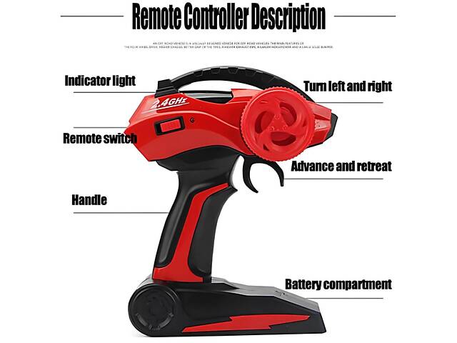 Радіокероване авто з повним приводом та LED фарами — позашляховик 1:12 з підвіскою та дальністю управління 50 м, 35 - Фото 6