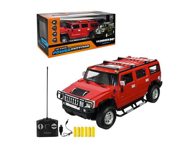 Радіокерований джип Hummer H2 35 см, акумуляторний, світло, гумові колеса, USB-зарядка PM1401RED - Фото 1