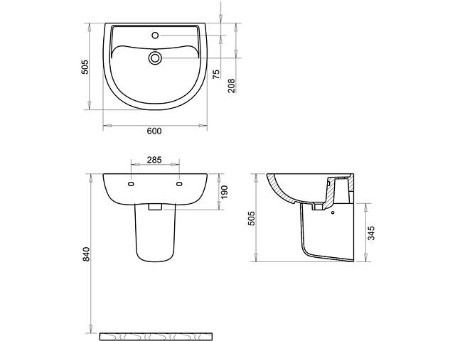 Раковина Умивальник НОВАЯ VOLLE VIRGO Іспанія 60х50.5 Торг - Фото 2