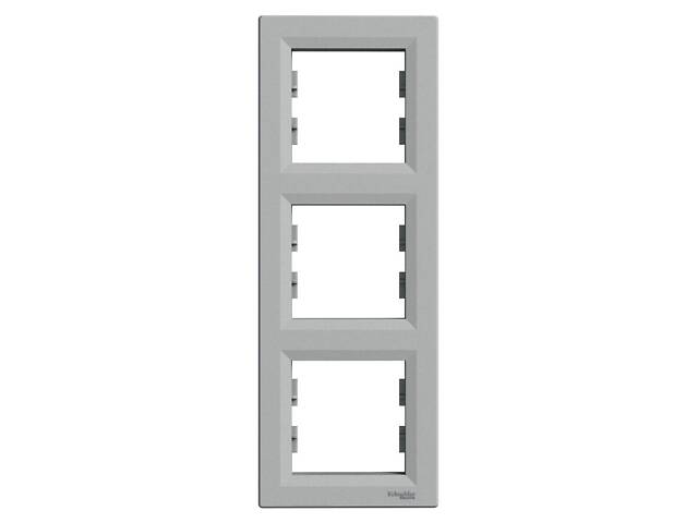 Рамка трехместная Asfora вертикальная ABS алюминий [EPH5810361] Шнейдер Электрик - Фото 1