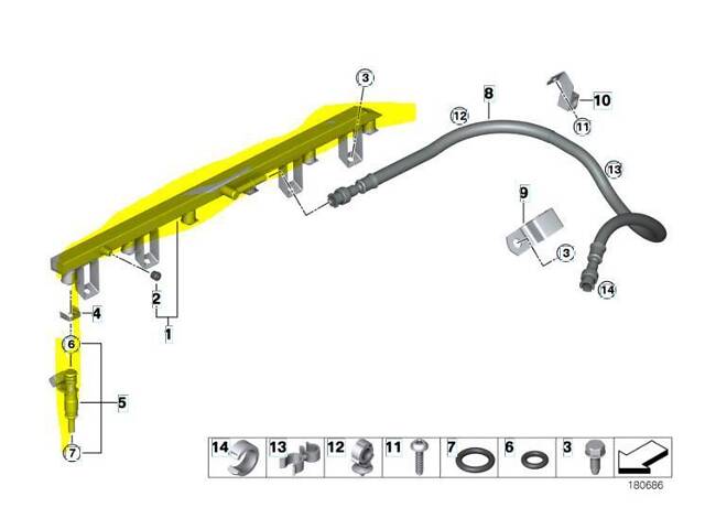 Рампа паливна BMW X5 E70 (2007-2010) дорестайл 13537542541