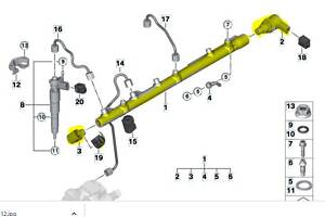 Рампа топливная BMW X5 E70 (2007-2010) дорестайл, 13537795514