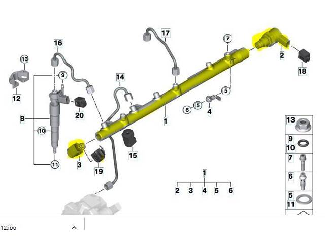 Рампа топливная BMW X5 E70 (2007-2010) дорестайл, 13537795514