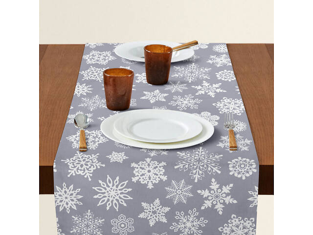 Ранер на стіл COSAS SNOWFLAKES CS2 40х150 см Сіро-білий - Фото 3