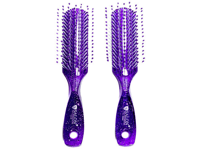 Расчёска для волос массажная Salon Professional пластиковая Розовая Фиолетовый - Фото 1