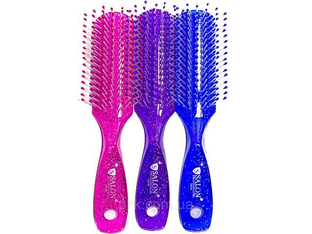 Расчёска для волос массажная Salon Professional пластиковая Розовая Фиолетовый - Фото 3
