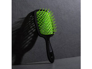 Расческа щетка для волос Superbrush Plus Hollow Comb Черно-салатовый