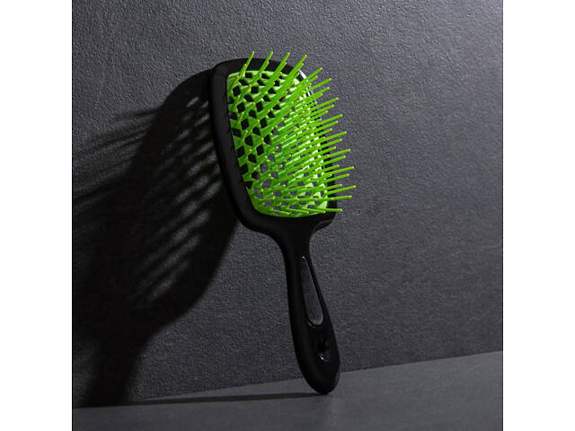 Расческа щетка для волос Superbrush Plus Hollow Comb Черно-салатовый