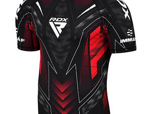 Рашгард RDX на короткий рукав, схвалена IMMAF, Чорно червона XL