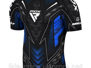 Рашгард RDX с коротким рукавом, одобрен IMMAF, Черно-синий S, Оригинал!