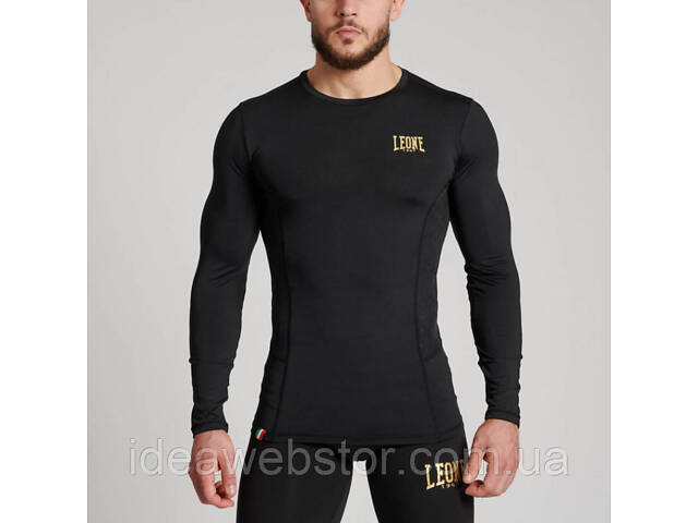 Спортивный мужской рашгард для тренировок единоборств кроссфита, Рашгард с длинным рукавом Leone DNA Black S. - Фото 4