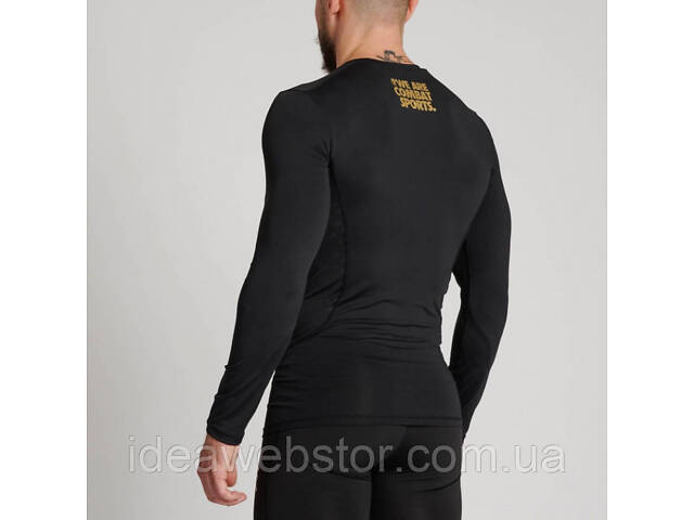 Спортивный мужской рашгард для тренировок единоборств кроссфита, Рашгард с длинным рукавом Leone DNA Black S. - Фото 5